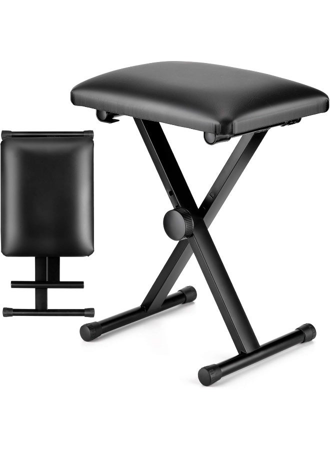 CAHAYA CAHAYA Keyboard Piano Bench X-Style Adjustable Height Piano Bench Padded Keyboard Stool Chair Seat for Electronic Digital Keyboards Pianos Black CY0257 - Image 1