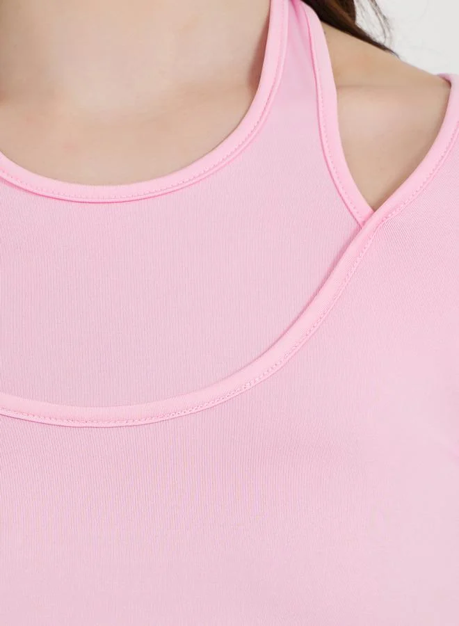 Styli Cut-Out Detail Halter Neck Fitted T-Shirt
