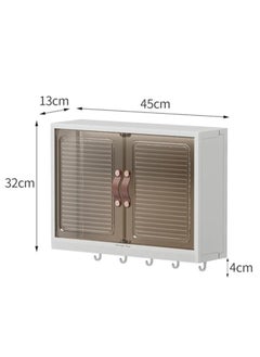 MLADEN Bathroom Storage Cabinet Wall Storage Cabinet with Hooks Over Toilet Foldable Cosmetic Makeup Storage Organizer Home Double Door Storage Shelf (White)  - Image 2