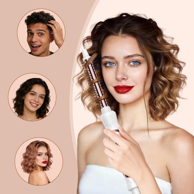 USHOW Thermal Brush 1 Inch Curling Iron Volumizing Heated Round Brush Ceramic Tourmaline Heated Hot, Multifunctional Styler Curling Wand (Rose Gold, 1 inch) - Image 3