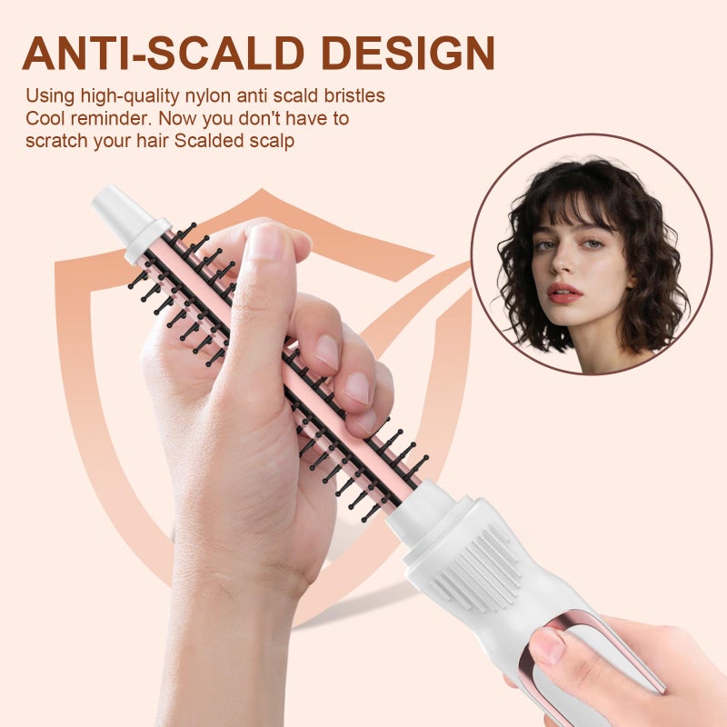 USHOW Thermal Brush 1 Inch Curling Iron Volumizing Heated Round Brush Ceramic Tourmaline Heated Hot, Multifunctional Styler Curling Wand (Rose Gold, 1 inch) - Image 2