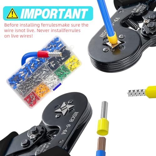 Serplex® 800Pcs Wire Crimp Connectors Terminal Kit with Wire Stripper Tool Conductive Wire Connectors Multi Sized Colored Conductive Copper Wire Connectors Cable End Sleeves for AWG23-7 (0.25-10.0mm) - Image 5