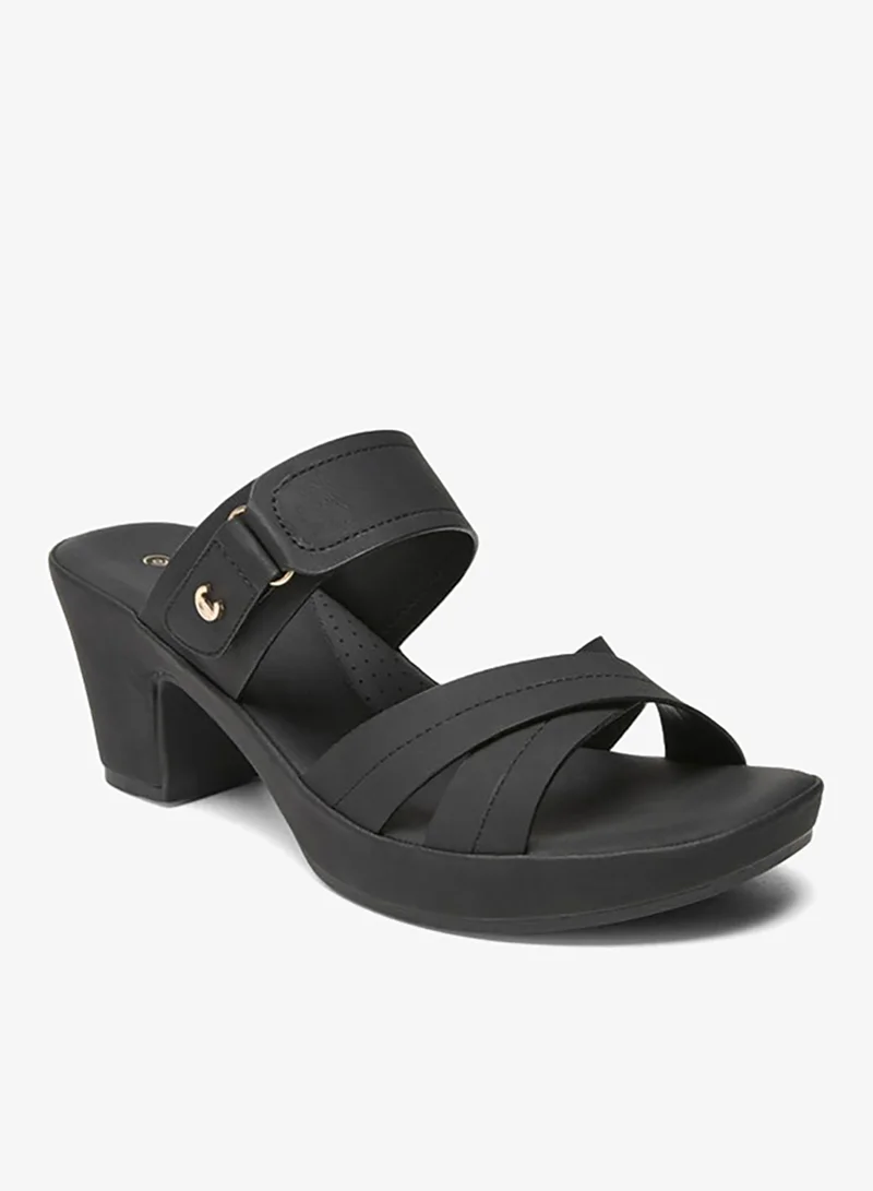 Le Confort Women's Solid Slip-On Cross Strap Sandals