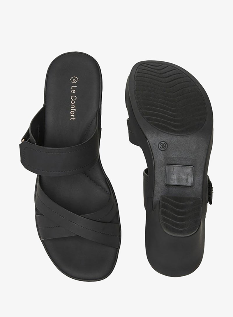 Le Confort Women's Solid Slip-On Cross Strap Sandals - Image 4