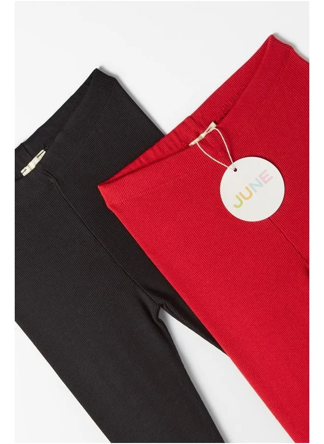 جون June 2-pack Camisole Tights Black - Red