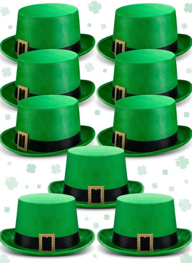 Cozypower St. Patrick's Day Irish Tall Leprechaun Green Top Hat St. Patrick's Day Velvet Top Hat for Women Men Costume Party (6 Pcs) - Image 1