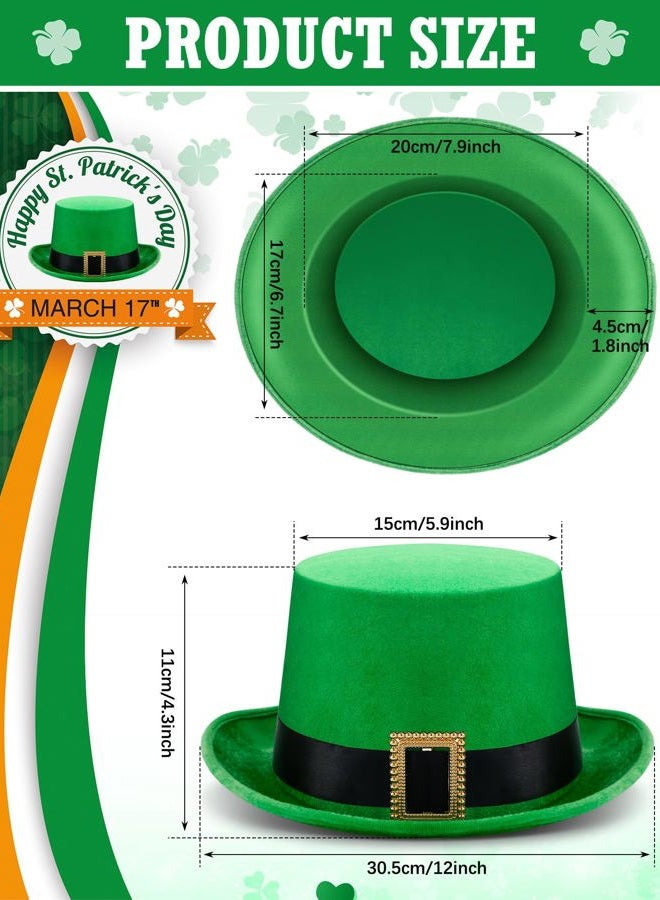 Cozypower St. Patrick's Day Irish Tall Leprechaun Green Top Hat St. Patrick's Day Velvet Top Hat for Women Men Costume Party (6 Pcs) - Image 2