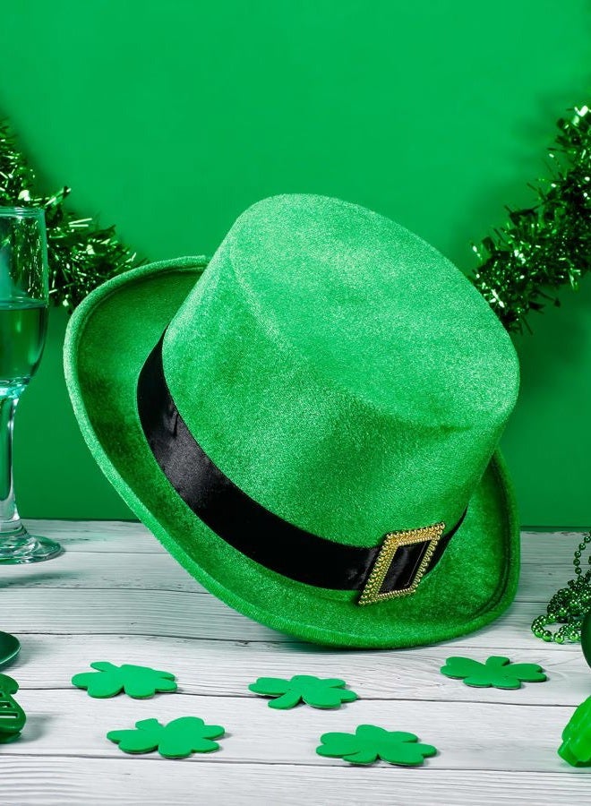 Cozypower St. Patrick's Day Irish Tall Leprechaun Green Top Hat St. Patrick's Day Velvet Top Hat for Women Men Costume Party (6 Pcs) - Image 5