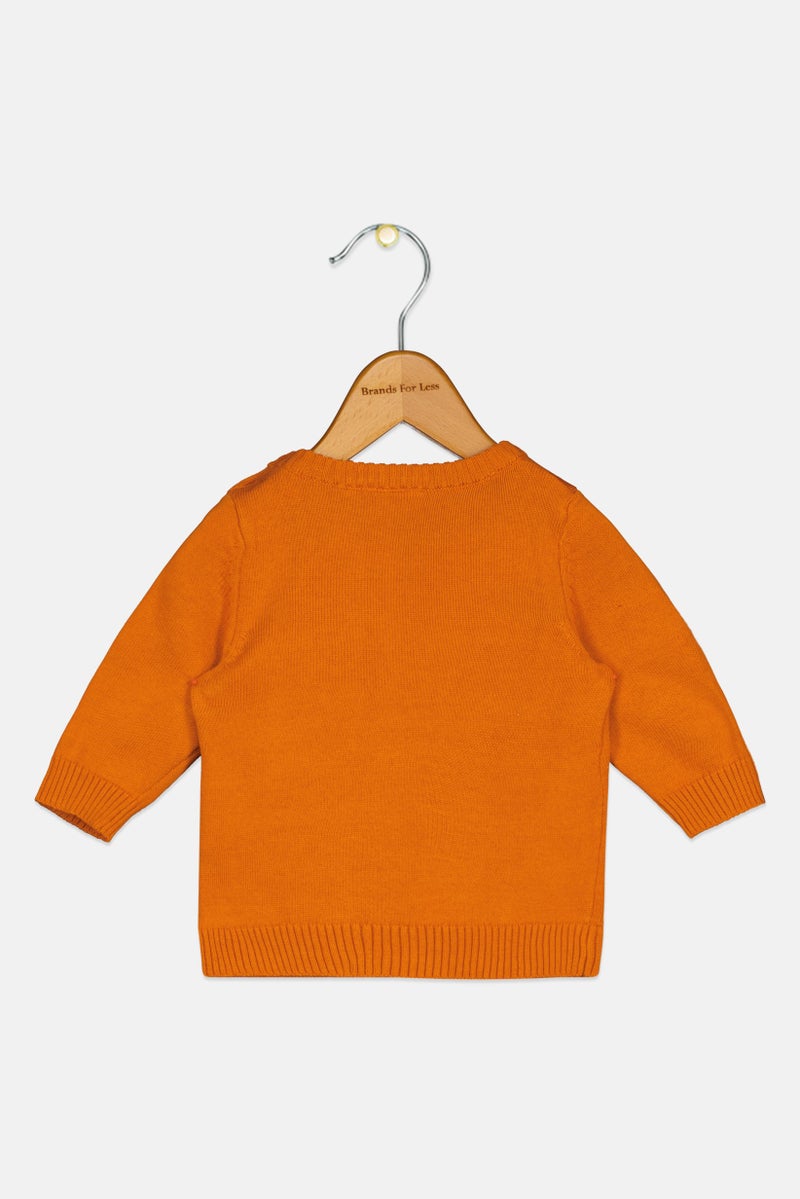 NAME IT Toddlers Boy Ribbed Neck Long Sleeve Graphic Print Sweater, Burnt Orange - Image 2