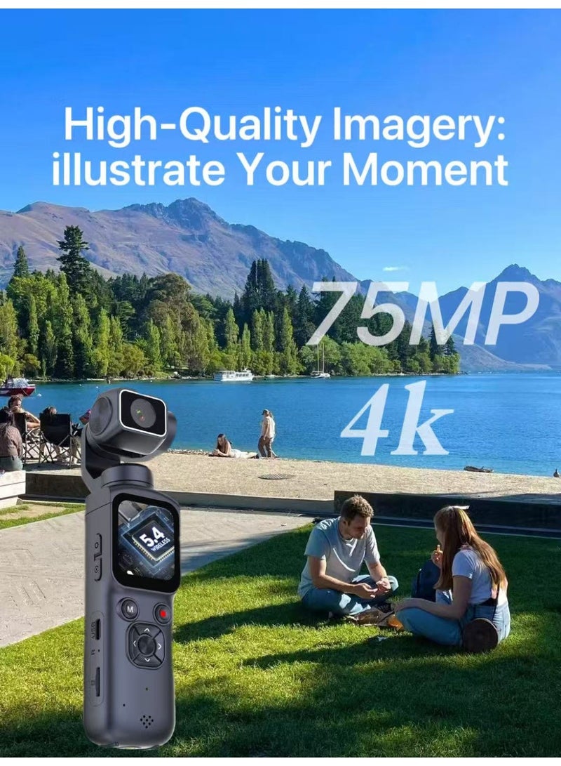 Blink 4K HD Vlogging Camera, Pocket Gimbal Camcorder with 1.72 inch Touch Screen, 330° Rotatable Portable Video Camera for Travel & Sports - Image 3
