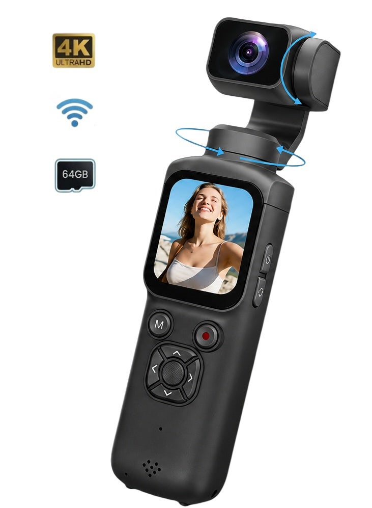 Blink 4K HD Vlogging Camera, Pocket Gimbal Camcorder with 1.72 inch Touch Screen, 330° Rotatable Portable Video Camera for Travel & Sports - Image 1
