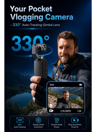 كاميرا تصوير فيديو بدقة 4K عالية الوضوح مع بطاقة ذاكرة 64 جيجابايت، كاميرا فيديو محمولة مزودة بمثبت جيمبال وشاشة لمس 1.72 بوصة، قابلة للدوران 330 درجة، مثالية للسفر والرياضة - view 5