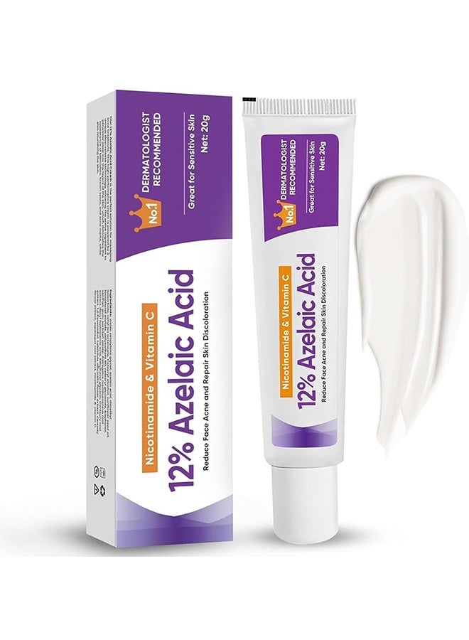 CARVENCHY 12% Azelaic Acid Facial Cream with Niacinamide Vitamin C, Acne Dark Spot Repair Skin Care Cream, 2*20g - Image 1