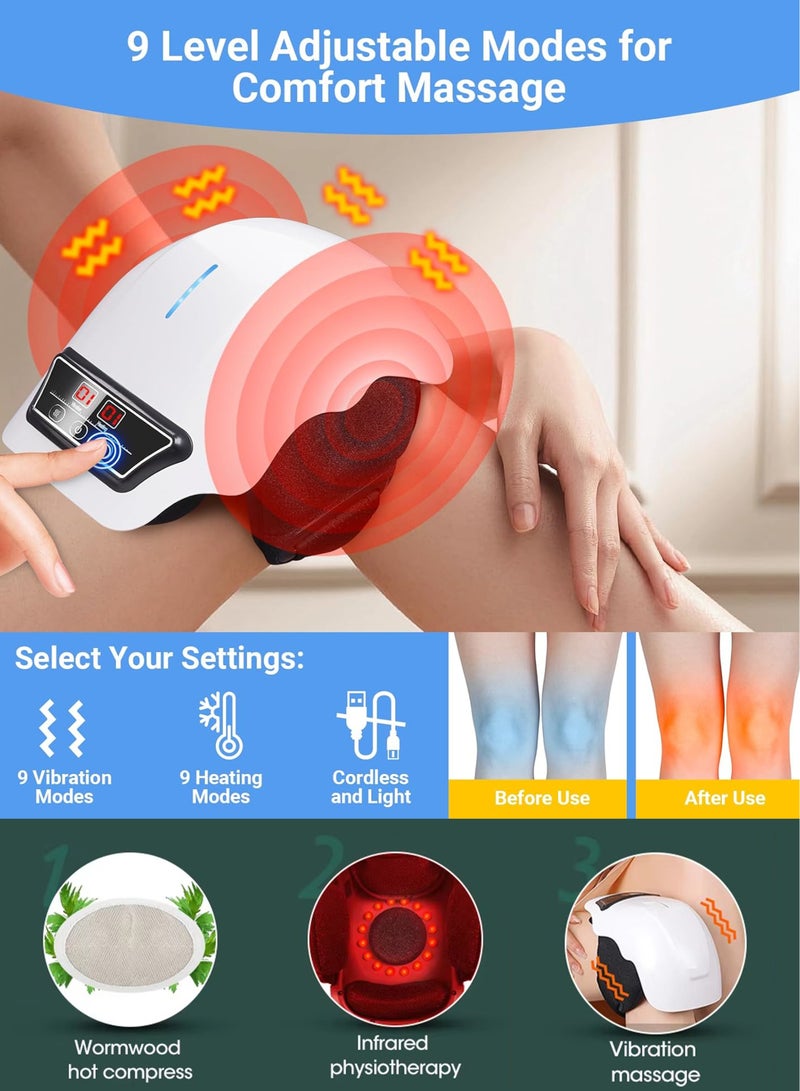 Generic Cordless Knee Massager with 9 Level Heat, Vibration, & Massage Therapy, Knee Pain Relief for Swelling Stiff Joints, Stretched Ligament and Muscles Injuries, Adjustable Straps, Suit for Family  - Image 2