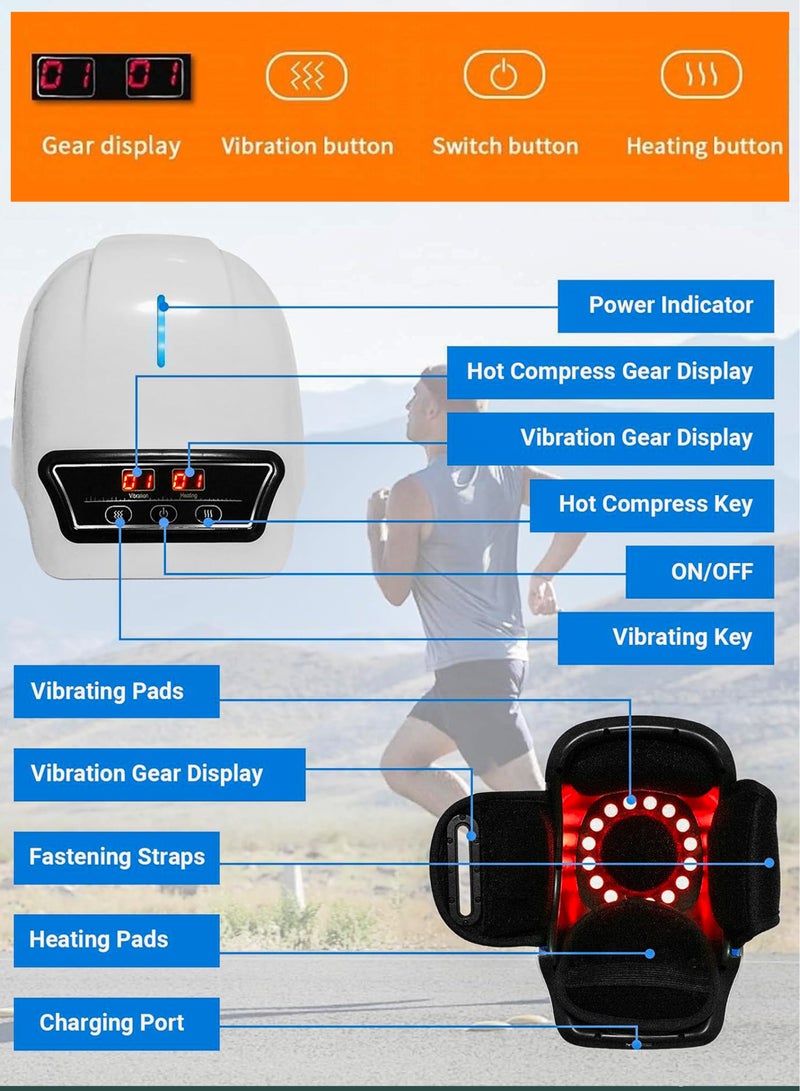 Generic Cordless Knee Massager with 9 Level Heat, Vibration, & Massage Therapy, Knee Pain Relief for Swelling Stiff Joints, Stretched Ligament and Muscles Injuries, Adjustable Straps, Suit for Family  - Image 3