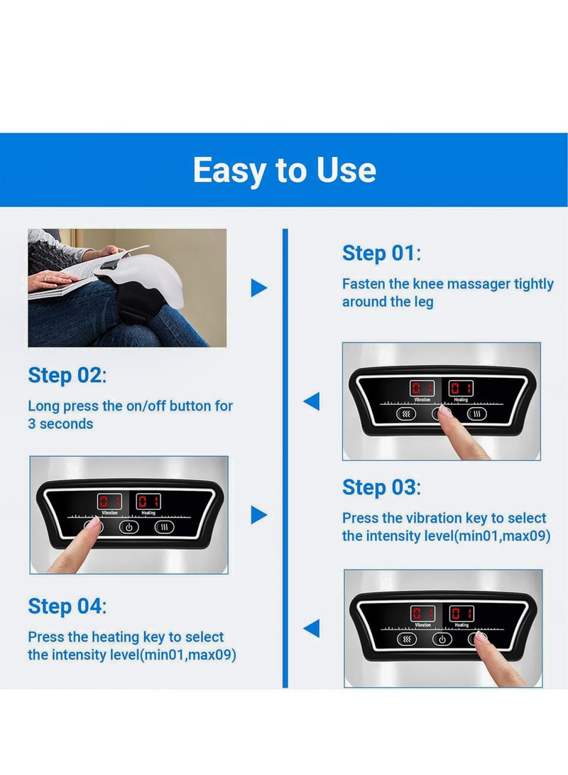 Generic Cordless Knee Massager with 9 Level Heat, Vibration, & Massage Therapy, Knee Pain Relief for Swelling Stiff Joints, Stretched Ligament and Muscles Injuries, Adjustable Straps, Suit for Family  - Image 5