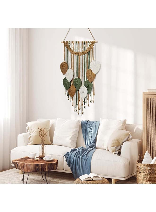 انتيكيانو ريشة مكرمية للتعليق على الحائط بتصميم اوراق شجر بوهو مصنوع يدويا بني - Image 5