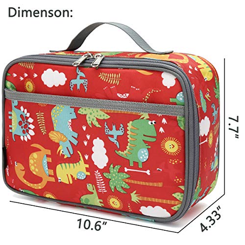 FlowFly Kids Lunch box Insulated Soft Bag Mini Cooler Back to School Thermal Meal Tote Kit for Girls, Boys,Dinosaur&Coconut - Image 3