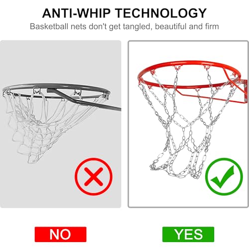 LAO XUE Heavy Duty Chain Basketball Net Replacement,21 Inches Metal Rust Proof with 12 S-Hooks,Fits All Standard Hoops Outdoor - Image 3