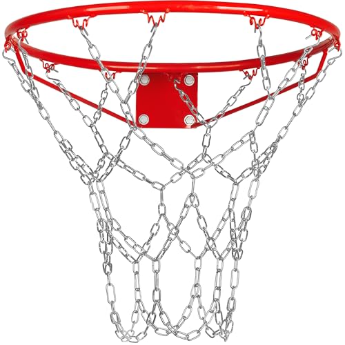 LAO XUE Heavy Duty Chain Basketball Net Replacement,21 Inches Metal Rust Proof with 12 S-Hooks,Fits All Standard Hoops Outdoor - Image 1