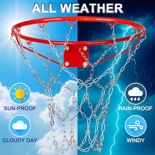 LAO XUE Heavy Duty Chain Basketball Net Replacement,21 Inches Metal Rust Proof with 12 S-Hooks,Fits All Standard Hoops Outdoor - Image 4
