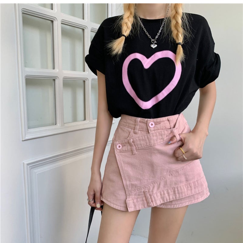 Spice Girls Denim Skirt Womens Summer 2023 New High Waist A- Line Skirt Slimming Design Sense Niche Culottes Black - Image 3