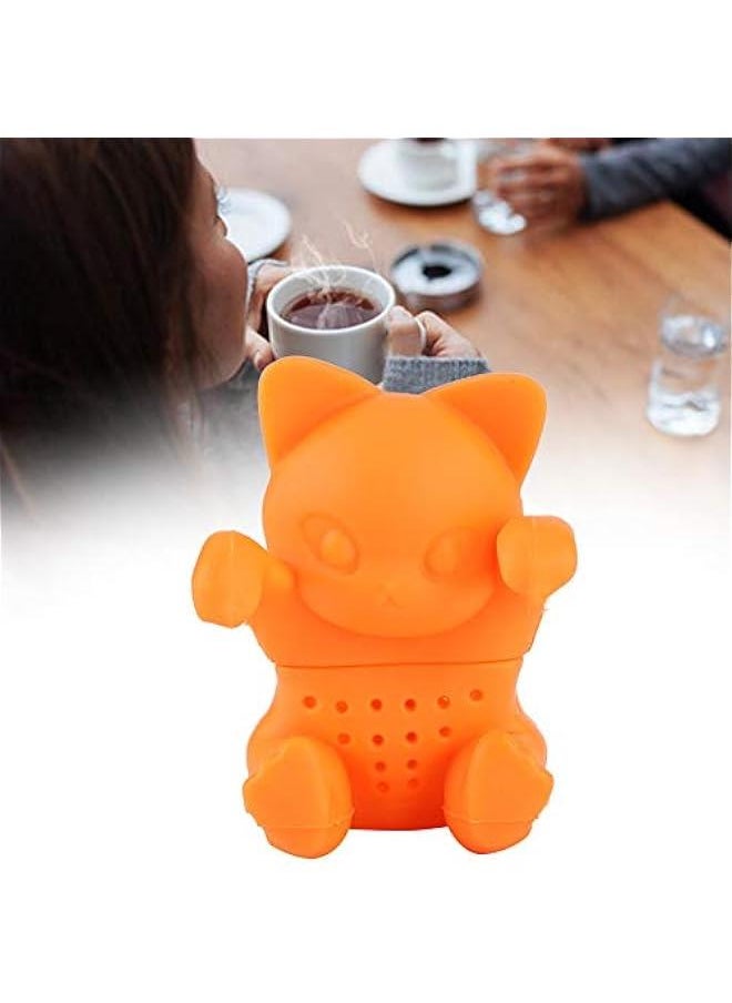 Generic - Tea Infuser for Loose Leaf Tea,Cute Cat Tea Strainer,Funny Silicone Tea Strainer Gift Idea for Women or Tea Lovers for more Enjoyable Tea Times, Orange - Image 1