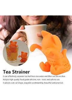 Generic Tea Infuser for Loose Leaf Tea,Cute Cat Tea Strainer,Funny Silicone Tea Strainer Gift Idea for Women or Tea Lovers for more Enjoyable Tea Times, Orange  - Image 5