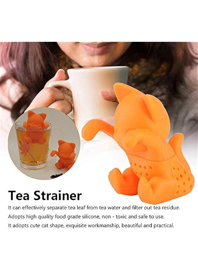 Generic - Tea Infuser for Loose Leaf Tea,Cute Cat Tea Strainer,Funny Silicone Tea Strainer Gift Idea for Women or Tea Lovers for more Enjoyable Tea Times, Orange - Image 1
