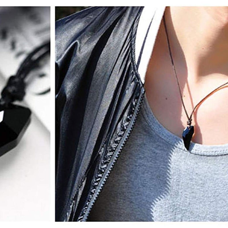 Goho Korean Style Pendant for Men and Women. Black Leather Rope Pendant with Crystal. Perfect for Office Wear or Casual Day Out. - Image 2