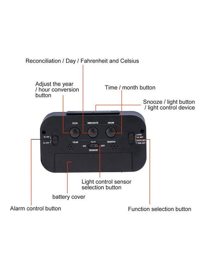 POLLEN LIFE LED Digital Table Alarm Clock Black 130 x 72 x 44mm - Image 3