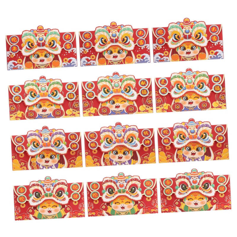 Traditional Chinese Red Envelopes Set Of 12 Size 16 7X10 9CM For Lunar New Year Lucky Money - Image 2