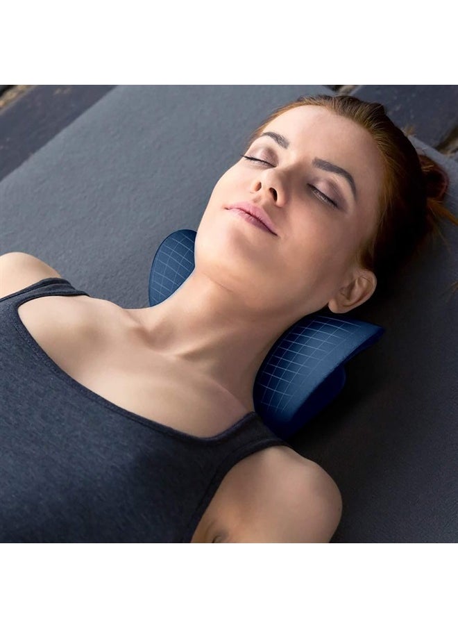 RESTCLOUD Neck and Shoulder Relaxer, Cervical Traction Device for TMJ Pain Relief and Cervical Spine Alignment, Chiropractic Pillow, Neck Stretcher (Dark Blue)  - Image 3