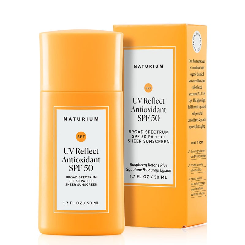 Naturium UV Reflect Antioxidant, Broad Spectrum SPF 50 PA ++++ Sheer Sunscreen, Lightweight Face & Skin Protector with Soft Matte Finish, 1.7 oz - Image 1