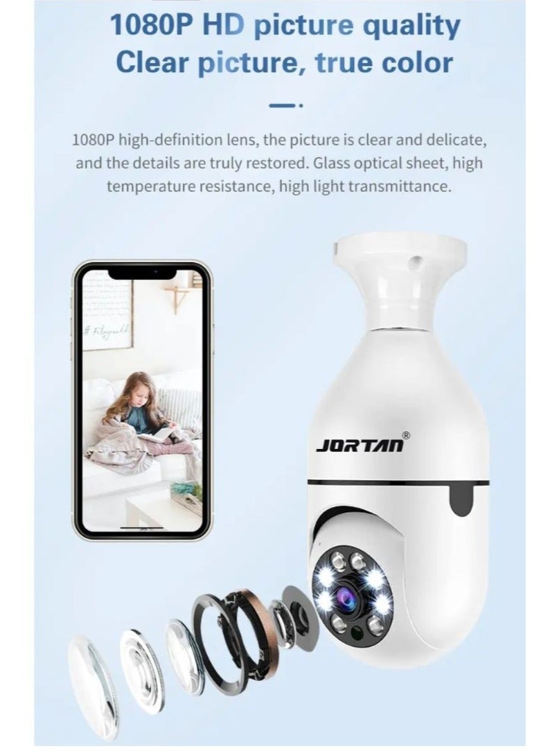 Jortan E27 2MP Light Bulb camera, Color Night Vision, Motion Detection, Two Way Talking, HD Picture, PTZ Control - Image 3