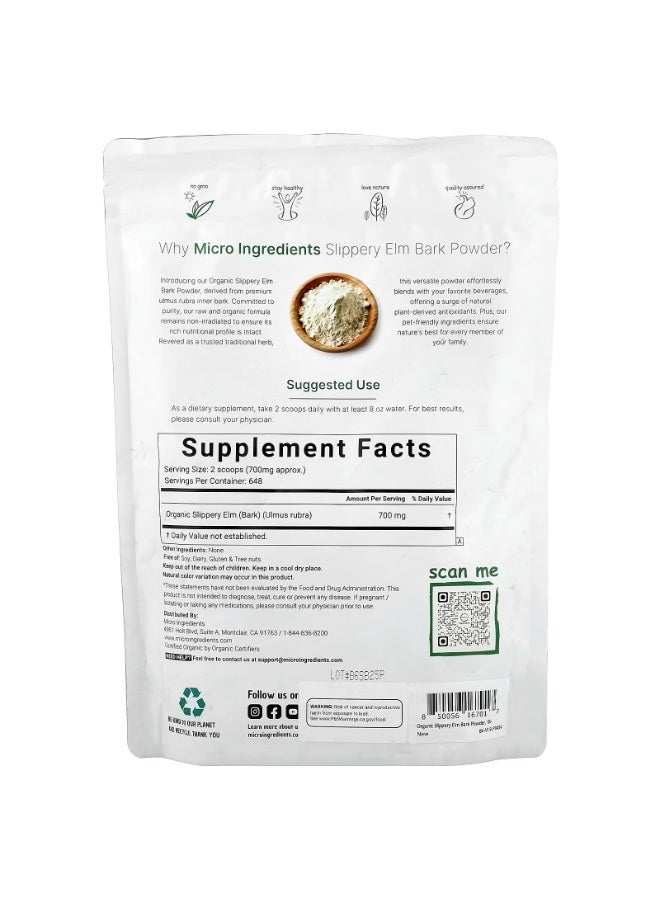 Micro Ingredients, Organic Slippery Elm Bark Powder , 1 lb (454 g) - Image 2