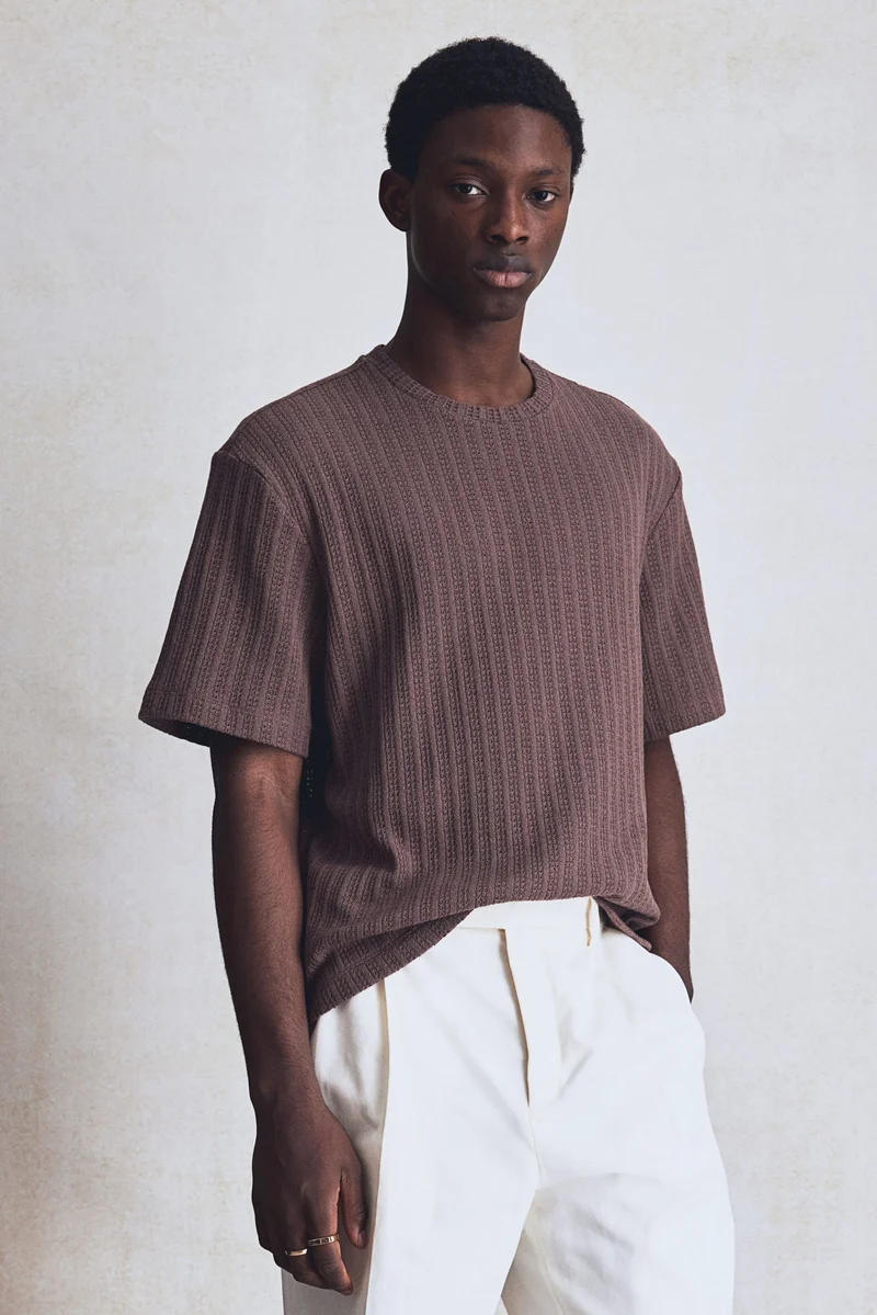 اتش اند ام Regular Fit Crochet-look T-shirt