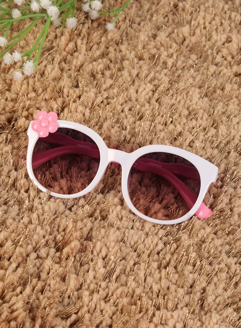 Woggles EyeBloom White Round Kids Sunglasses
