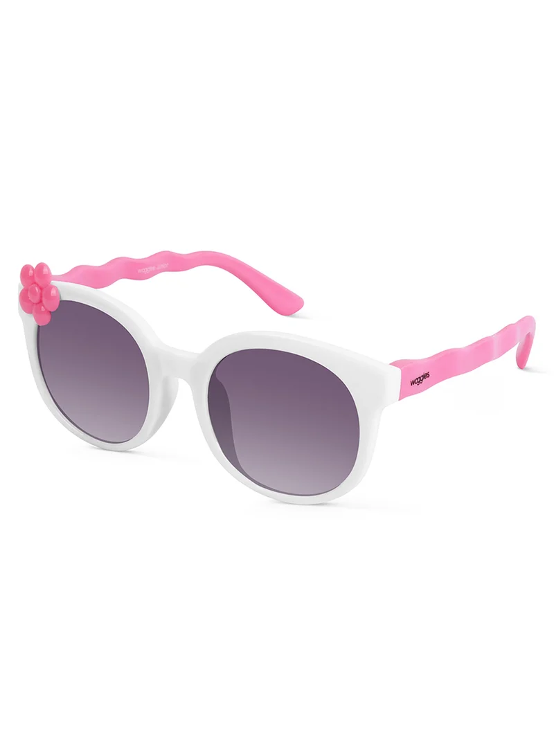 Woggles EyeBloom White Round Kids Sunglasses