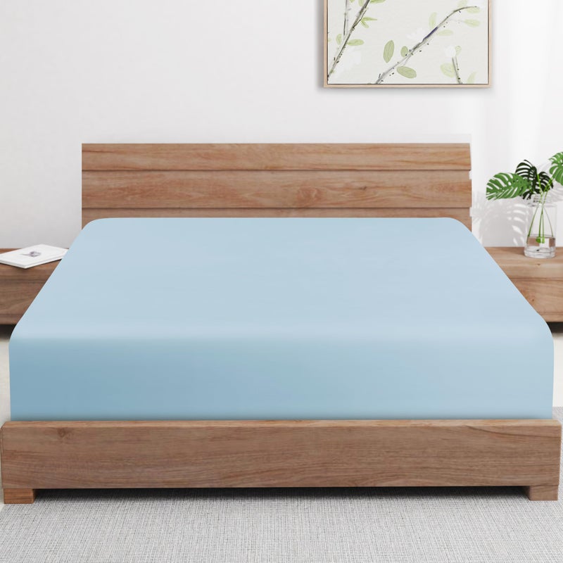 Zaizaihome Bamboo Viscose Cooling Fitted Sheet Twin Size Only  400 Thread Count  16"" Deep Pocket Cooling Bottom Sheets for Hot Sleeper  Silky Soft Breathable (Twin  Sky Blue  - Image 1