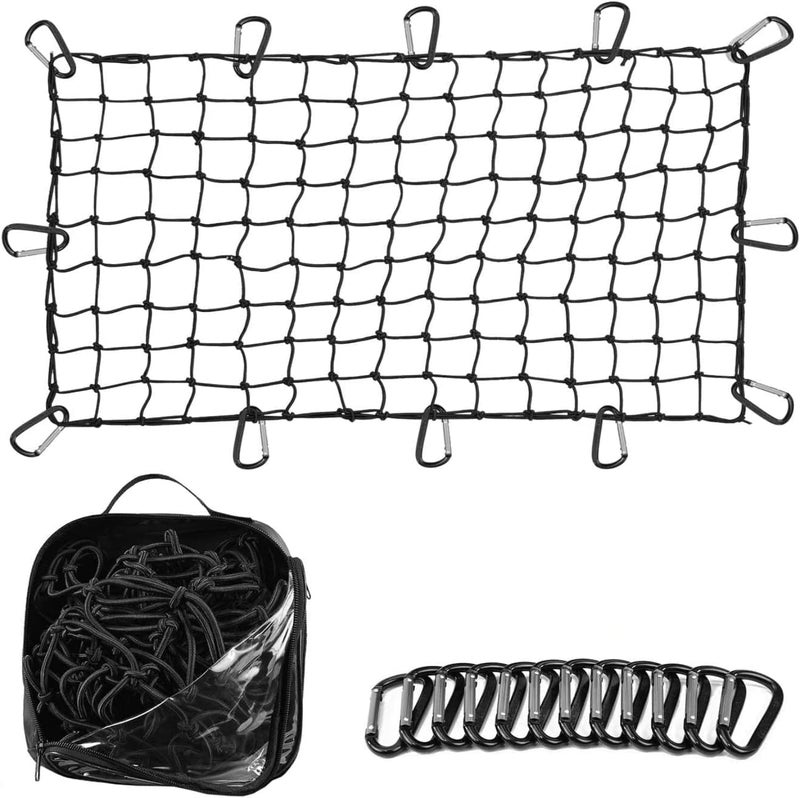 Grit Performance Truck Bed Cargo Net â€“ 4 x 6 Foot, Heavy-Duty Elastic Mesh with 12 Black Clips and Storage Bag for Pickup for Cargo Netting, Securing Loads in Trailers, SUVs & Roof Racks - Image 1