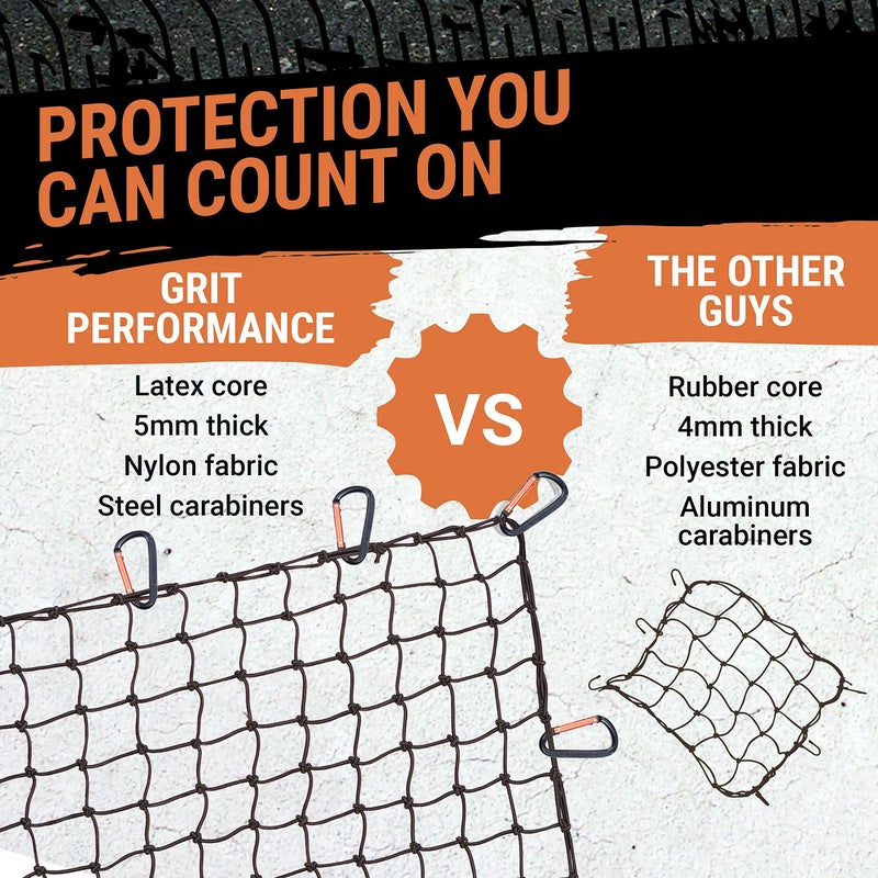 Grit Performance Truck Bed Cargo Net â€“ 4 x 6 Foot, Heavy-Duty Elastic Mesh with 12 Black Clips and Storage Bag for Pickup for Cargo Netting, Securing Loads in Trailers, SUVs & Roof Racks - Image 5