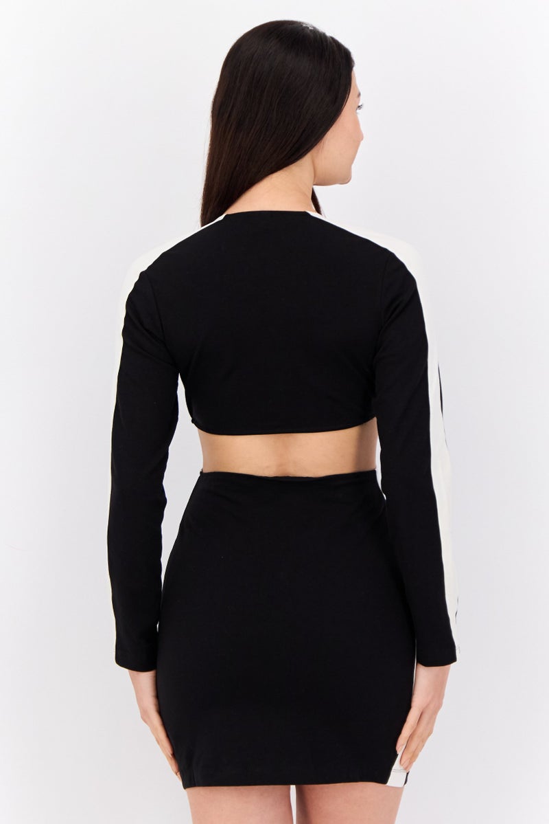 PUMA Women Tight Fit Long Sleeves Cut-Out Detail Outdoor Mini Dress, Black/White  - Image 3