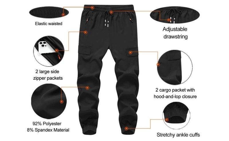 WaltZon Boy's Cargo Joggers Pants Youth Quick Dry Hiking Pull-On Lightweight Pants for Sports Outdoor with Zipper Pockets(3801-Khaki12) - Image 2