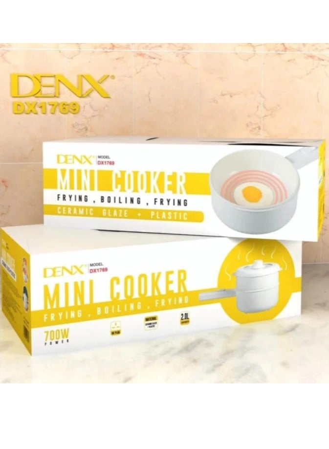 Denx 2L Electric Hot Pot with Steamer & Temperature Control, Non-Stick Electric Cooker Shabu Electric Skillet, Frying Pan, Electric Saucepan, for Noodles, Egg, Steak, Oatmeal and Soup - Image 3
