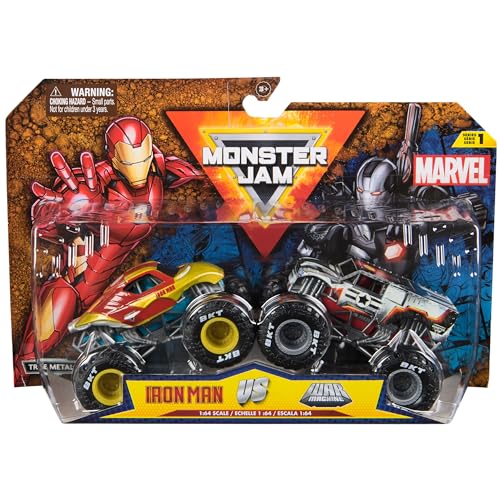 Monster Jam, Marvel Official Iron Man Vs. War Machine Die-Cast Monster Trucks, 1:64 Scale, Kids Toys for Boys and Girls Ages 3 and up - Image 1