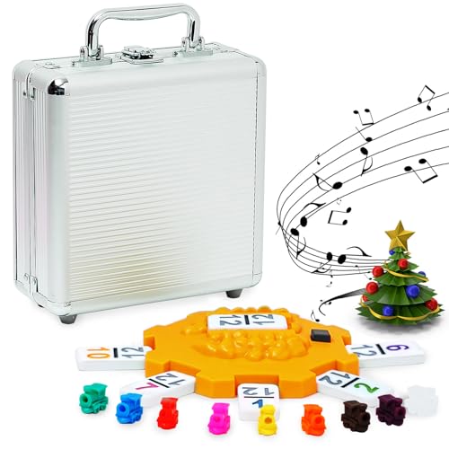 Yinlo Mexican Train Domino Set with Sound Effect, Dominoes Set for Travel, 91 Tiles Double 12 Colored Dominoes Travel Game Set with Aluminum Case（Adult Edition - Image 1