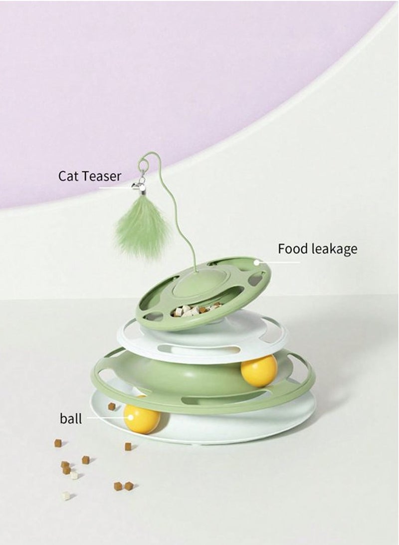 Ufo Shape With Double Layer Rotating Disc Treat Dispenser Toy for Cats - Image 4