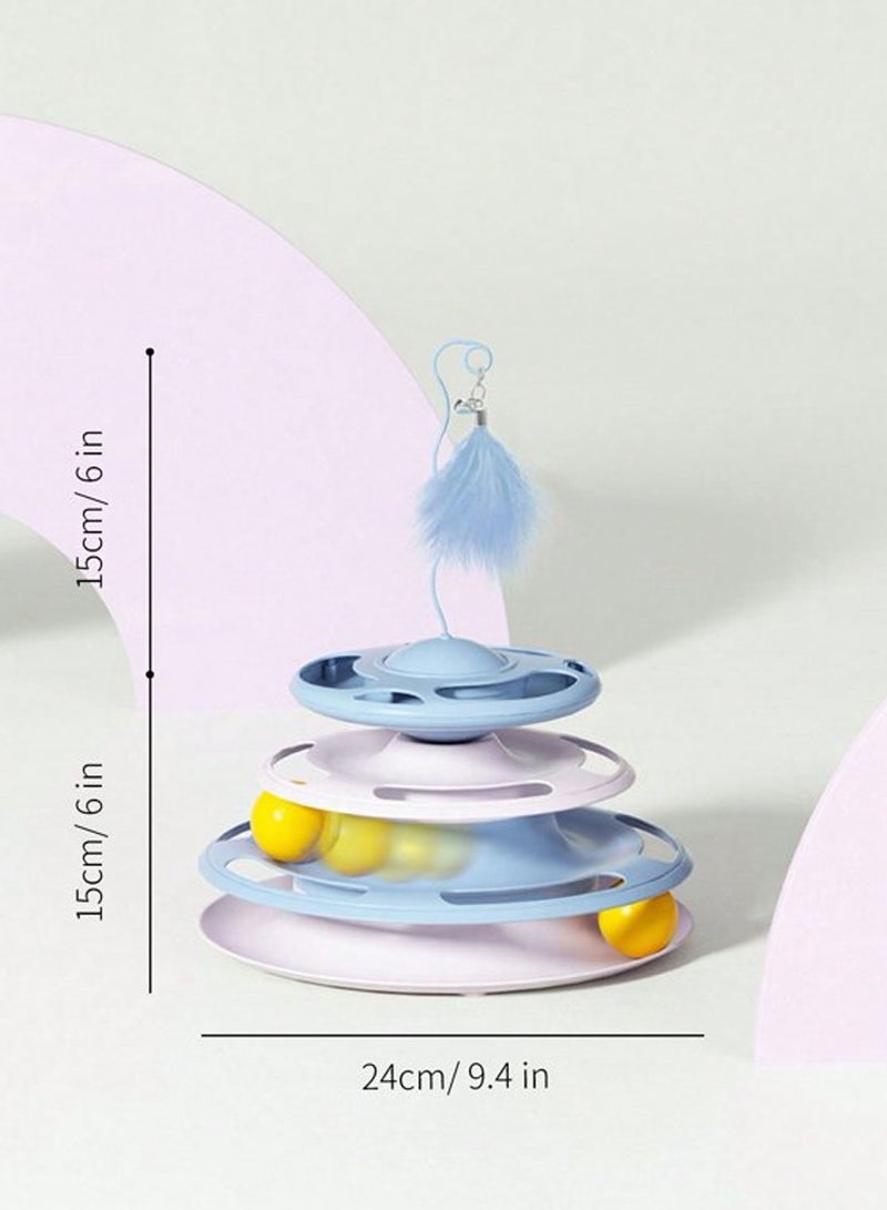 Ufo Shape With Double Layer Rotating Disc Treat Dispenser Toy for Cats - Image 2