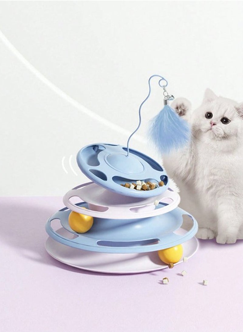 Ufo Shape With Double Layer Rotating Disc Treat Dispenser Toy for Cats - Image 5